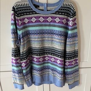 Talbots Colorful Striped Crew Neck Sweater